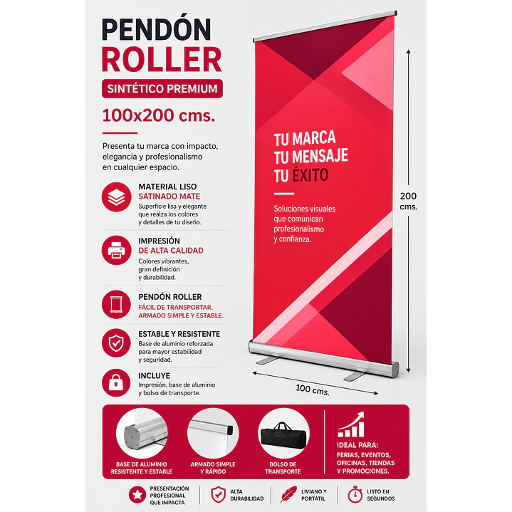 Pendón Roller Sintetico Premium 100x200cms 1