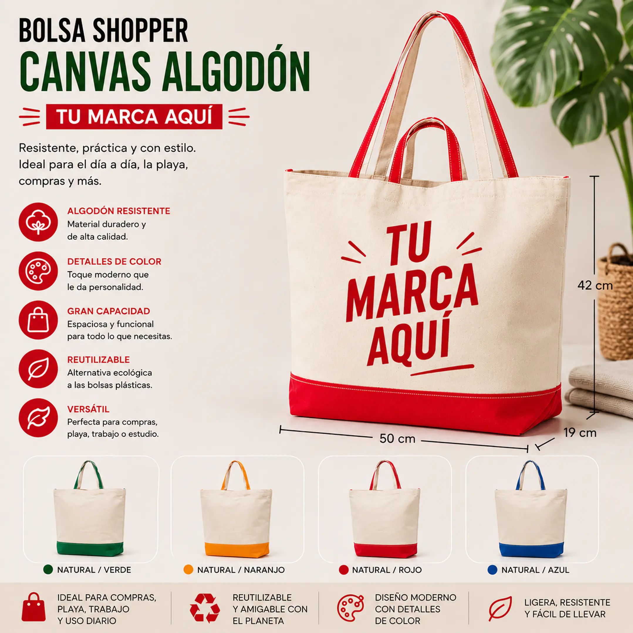 Bolsa Shopper Canvas Algodón 1