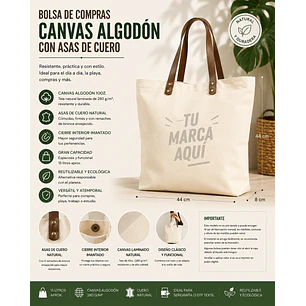 Bolsa de Compras Canvas asas Cuero (12 Unidades).