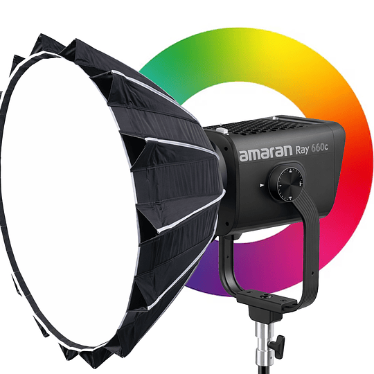 Arriendo de kit de luz LED Amaran 660c RGB con softbox Lightdome