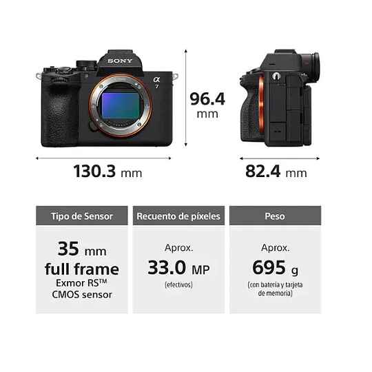 Arriendo de Cámara Sony híbrida mirrorless full-frame A7 V, solo cuerpo