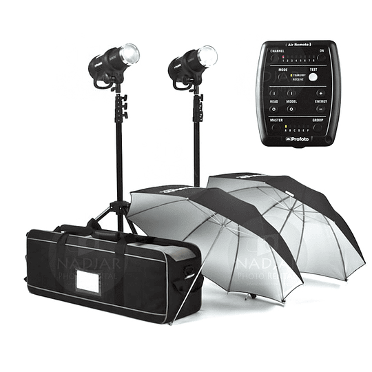 Arriendo de Kit de flash Profoto (500,500-A) 2 unidades D1 500 w/s con remoto y modificadores