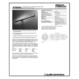 Datos Tecnicos Microfono AT8004L Audio Technica