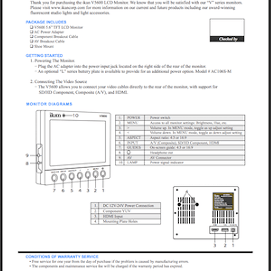 Guia Rapida para monitor Ikan V5600