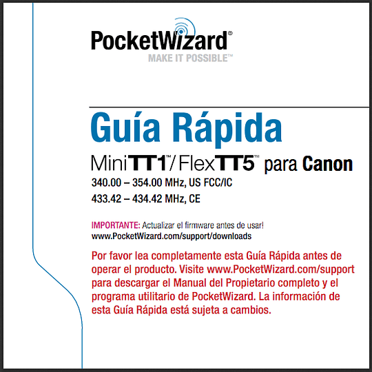 Guias para Pocket Wizard Mini TT1 y Flex TT5