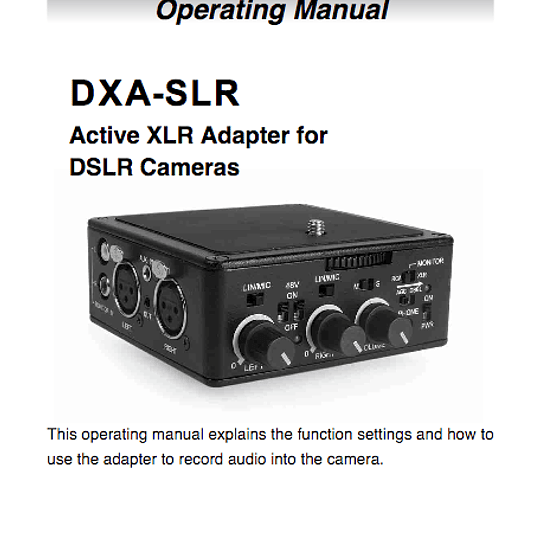 Manual Adaptador de Audio Beachtek DXA - SLR