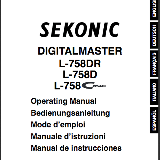 Manual Exposimetro - Spotmeter Sekonic L758DR