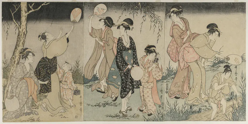 Cazando luciérnagas - Kitagawa Utamaro 1