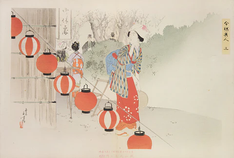 Paseo entre faroles - Toshikata Mizuno