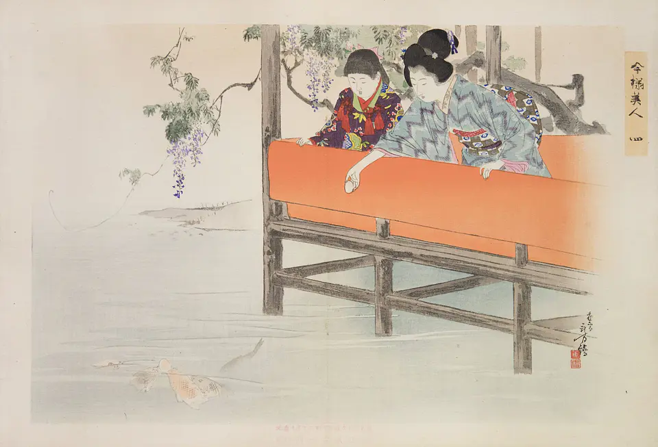 Junto al estanque - Toshikata Mizuno 1