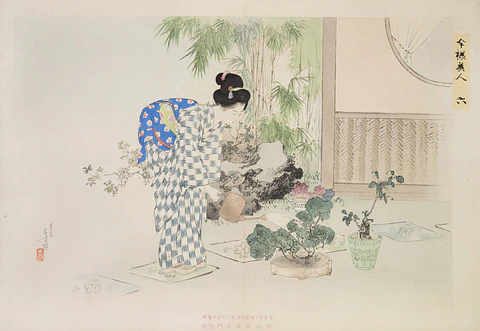 Regando el jardín - Toshikata Mizuno