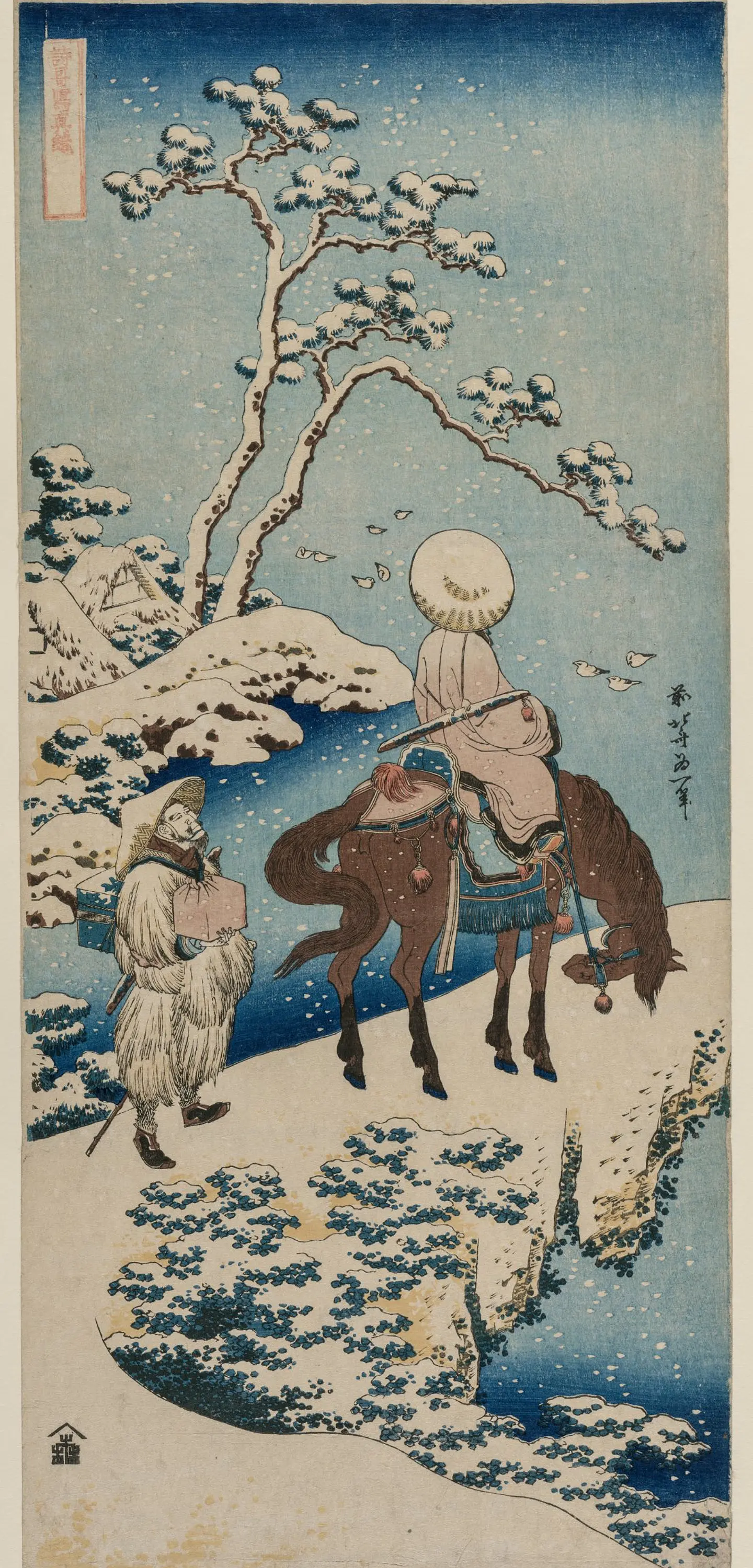 Viajero en la nieve - Katsushika Hokusai 1