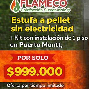 Pack Estufa a pellet + Kit + Instalación Vertical de 1 piso en Puerto Montt