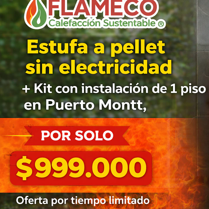 Pack Estufa a pellet + Kit + Instalación Vertical de 1 piso en Puerto Montt 1