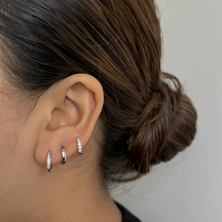 Zircon hoops Silver 9mm  3