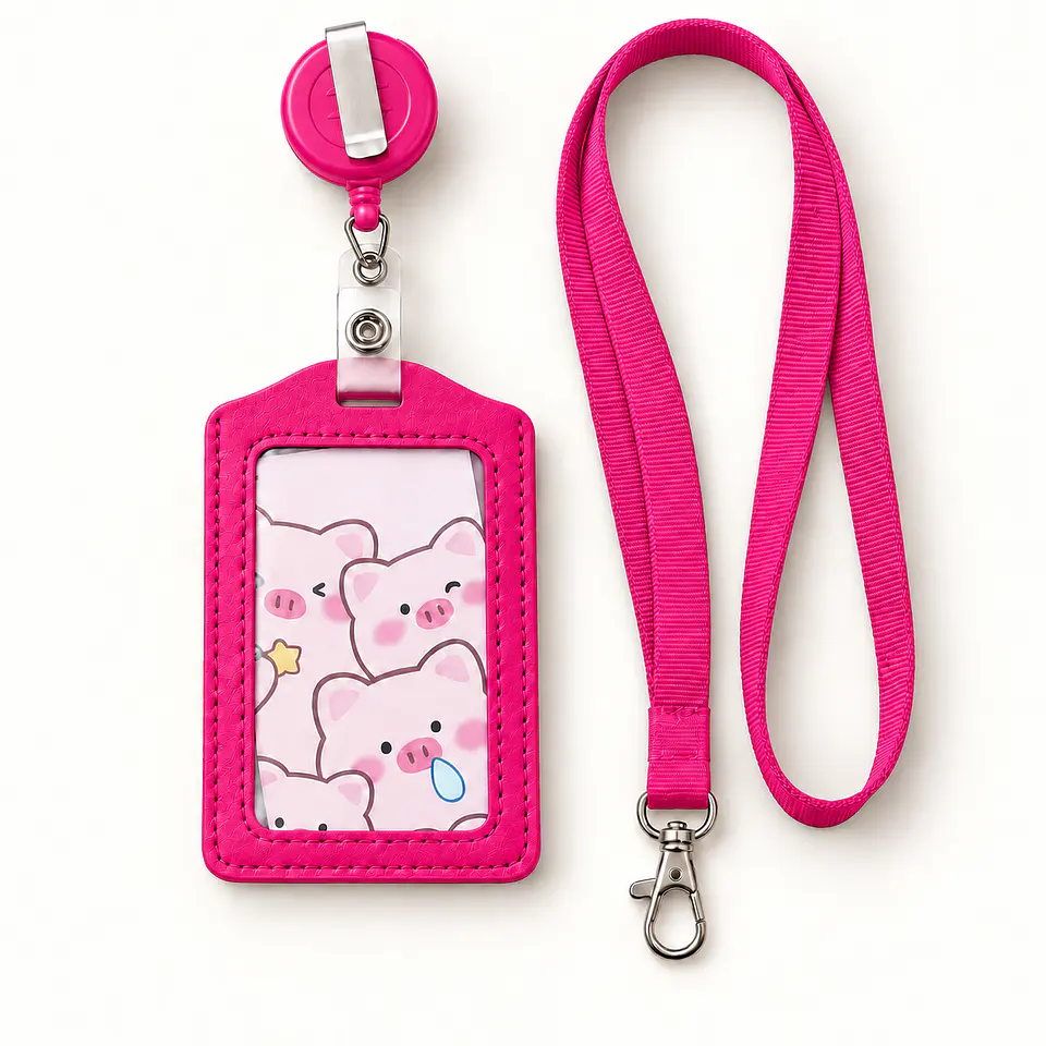 Lanyard con portacredencial y broche retráctil 1