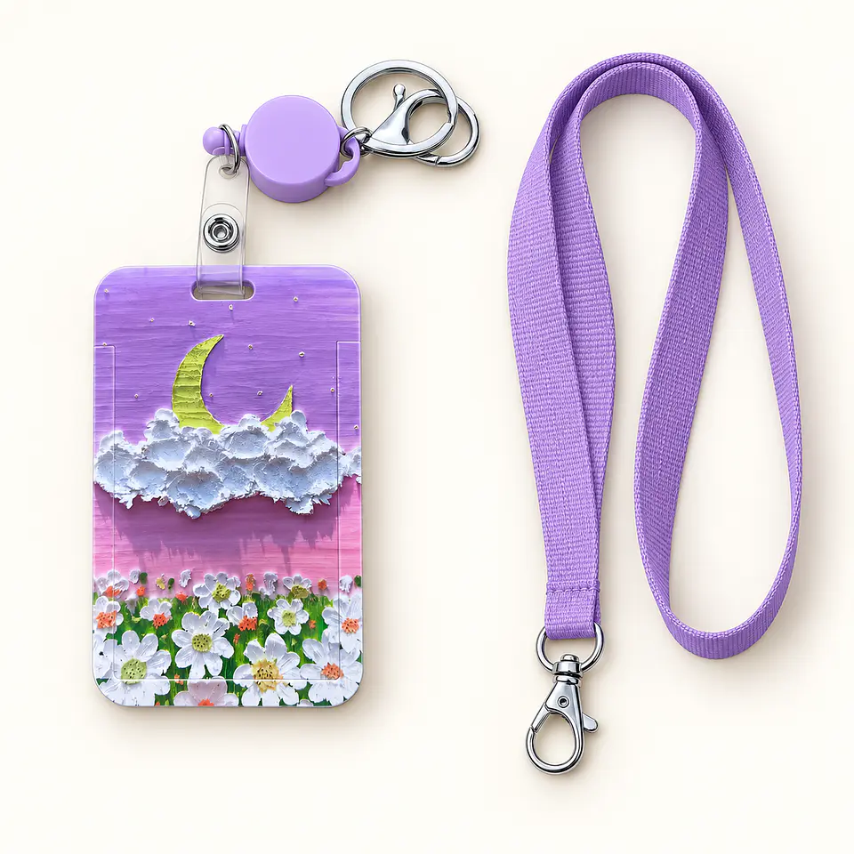 Portacredencial ilustrado con broche retráctil y lanyard 7