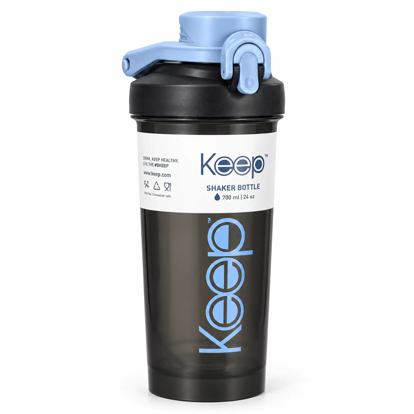 Shaker Keep 700 ml Negro con Celeste 1