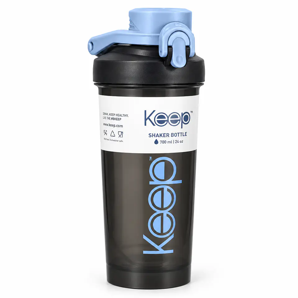 Shaker Keep 700 ml Negro con Celeste 1