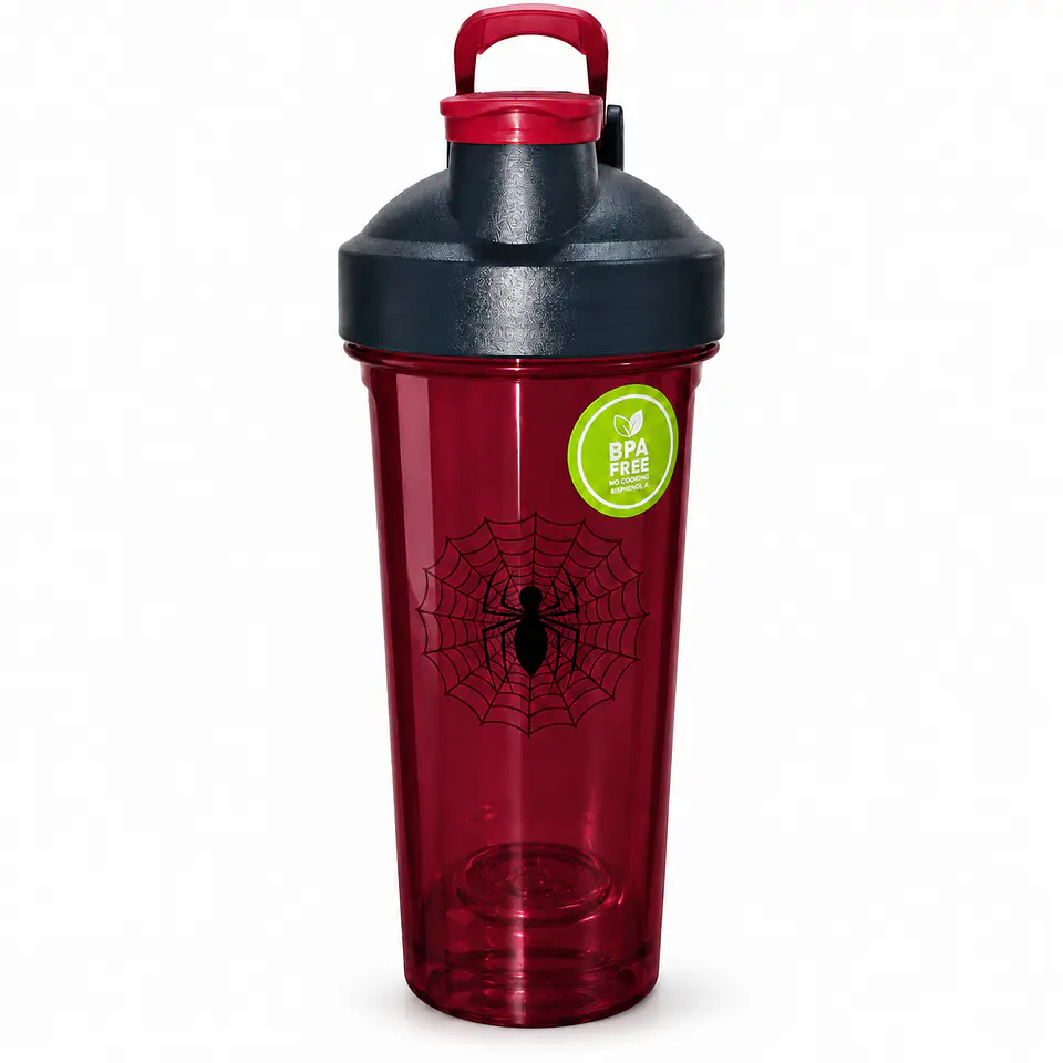 Botella roja diseño araña con tapa 1