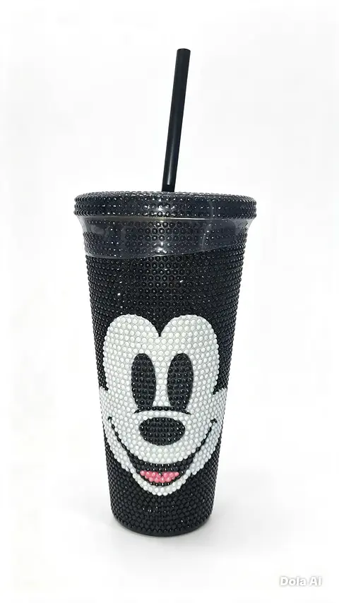 Vaso Mickey Negro con bombilla