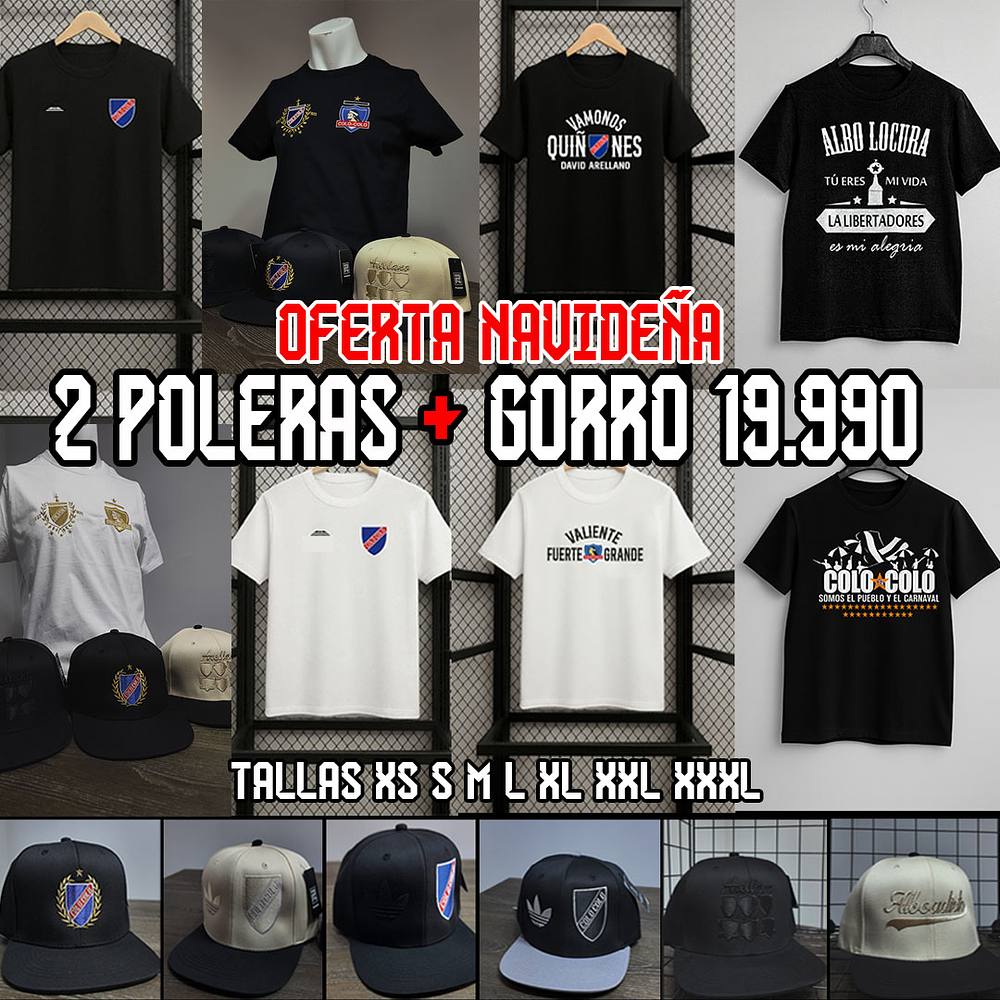 Oferta navideña 2 poleras + gorro 