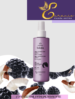 Spray reactivador de rizos y afros Tododia mora y aceite de coco