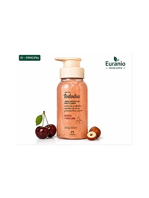 Jabón líquido en gel para el cuerpo cereza y avellana