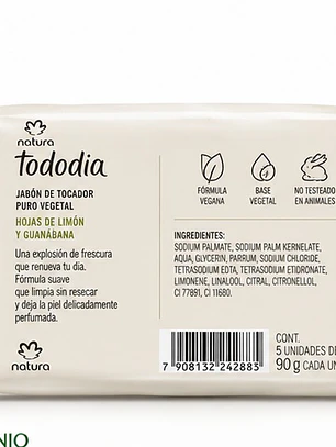 Jabón de tocador Hojas de Limón y Guanábana x 5 unidades