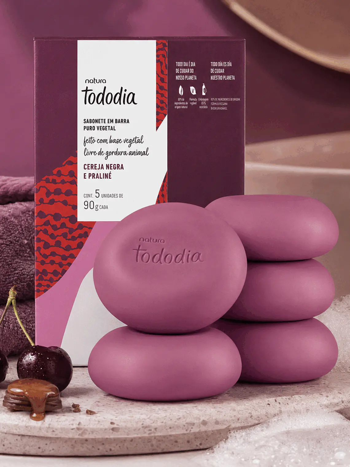 Jabones Tododia Cereza Negra y Praliné 5 x 90 g 4