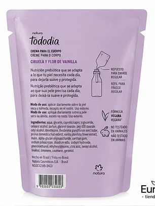 Crema para cuerpo Ciruela y Flor de Vainilla - repuesto