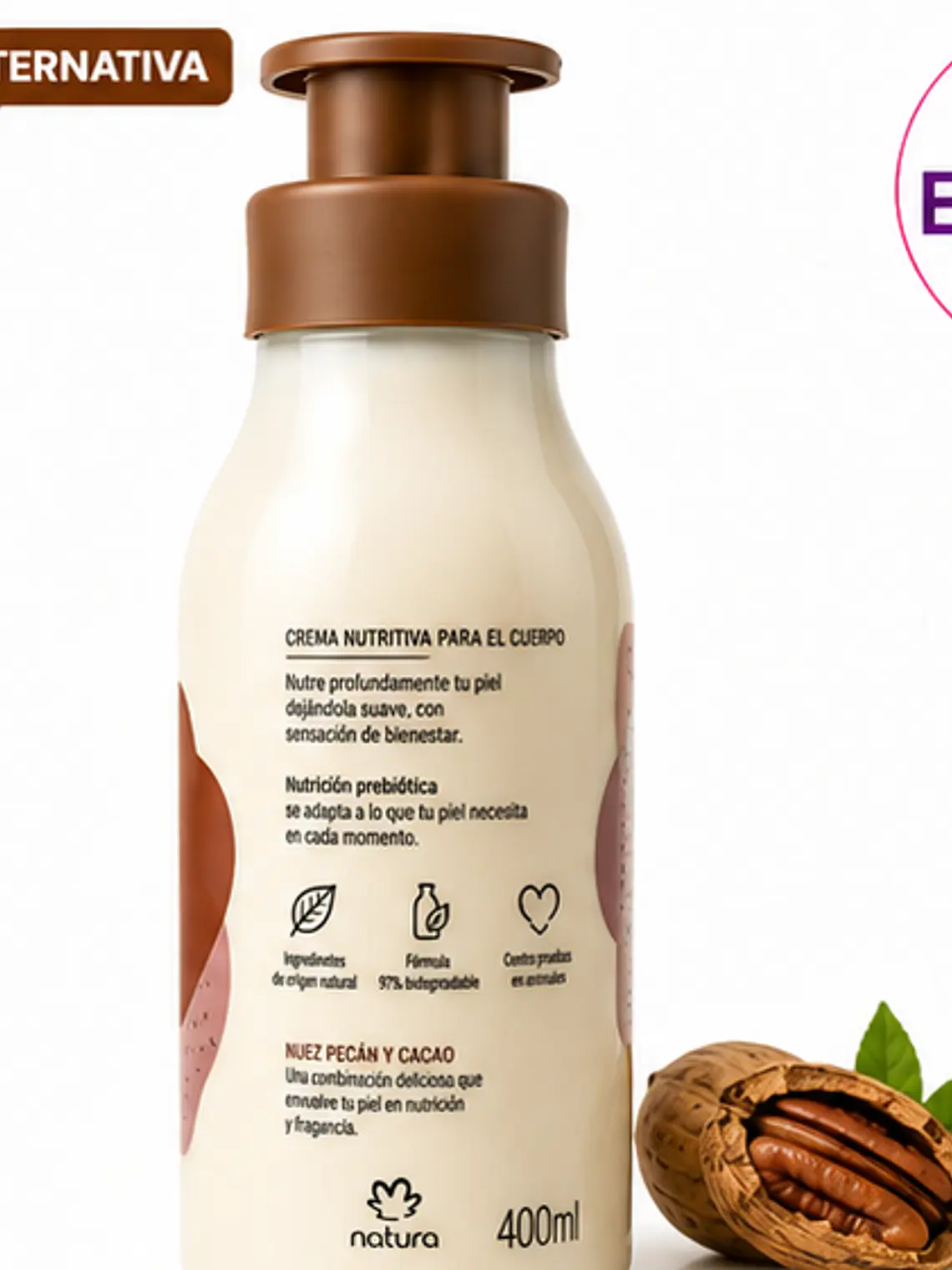 Crema Corporal Tododia Nuez Pecán y Cacao 400 ml 2