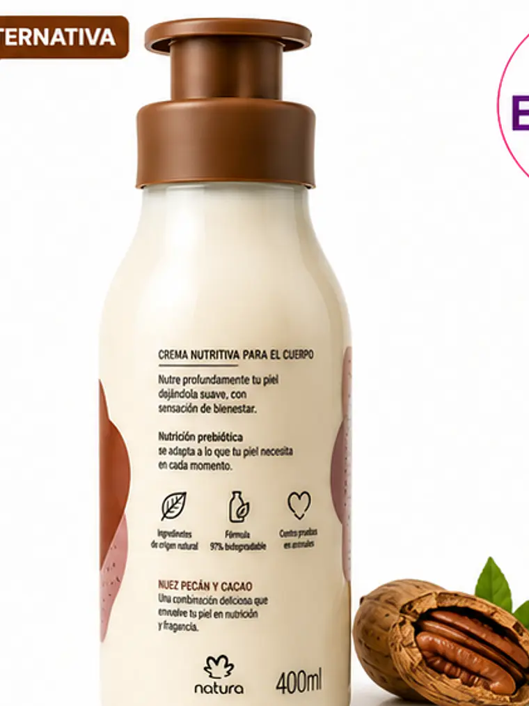 Crema Corporal Tododia Nuez Pecán y Cacao 400 ml 2