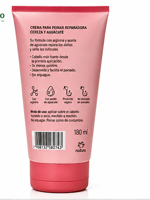 Crema para Peinar Reparadora Cereza y Aguacate 180 ml
