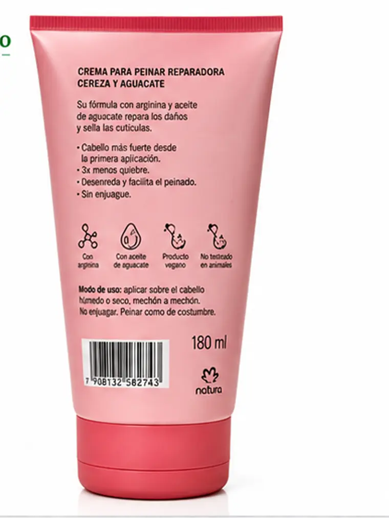 Crema para Peinar Reparadora Cereza y Aguacate 180 ml 2