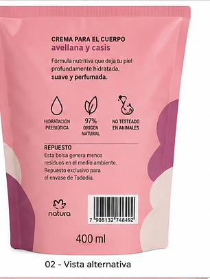 Crema para el Cuerpo Avellana y Casis Repuesto 400 ml