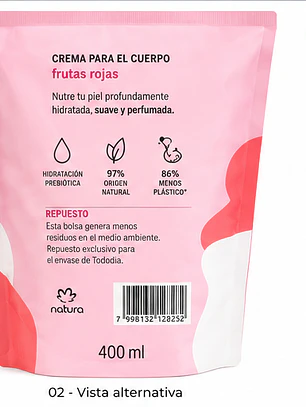 Crema para el Cuerpo Frutas Rojas Repuesto 400 ml