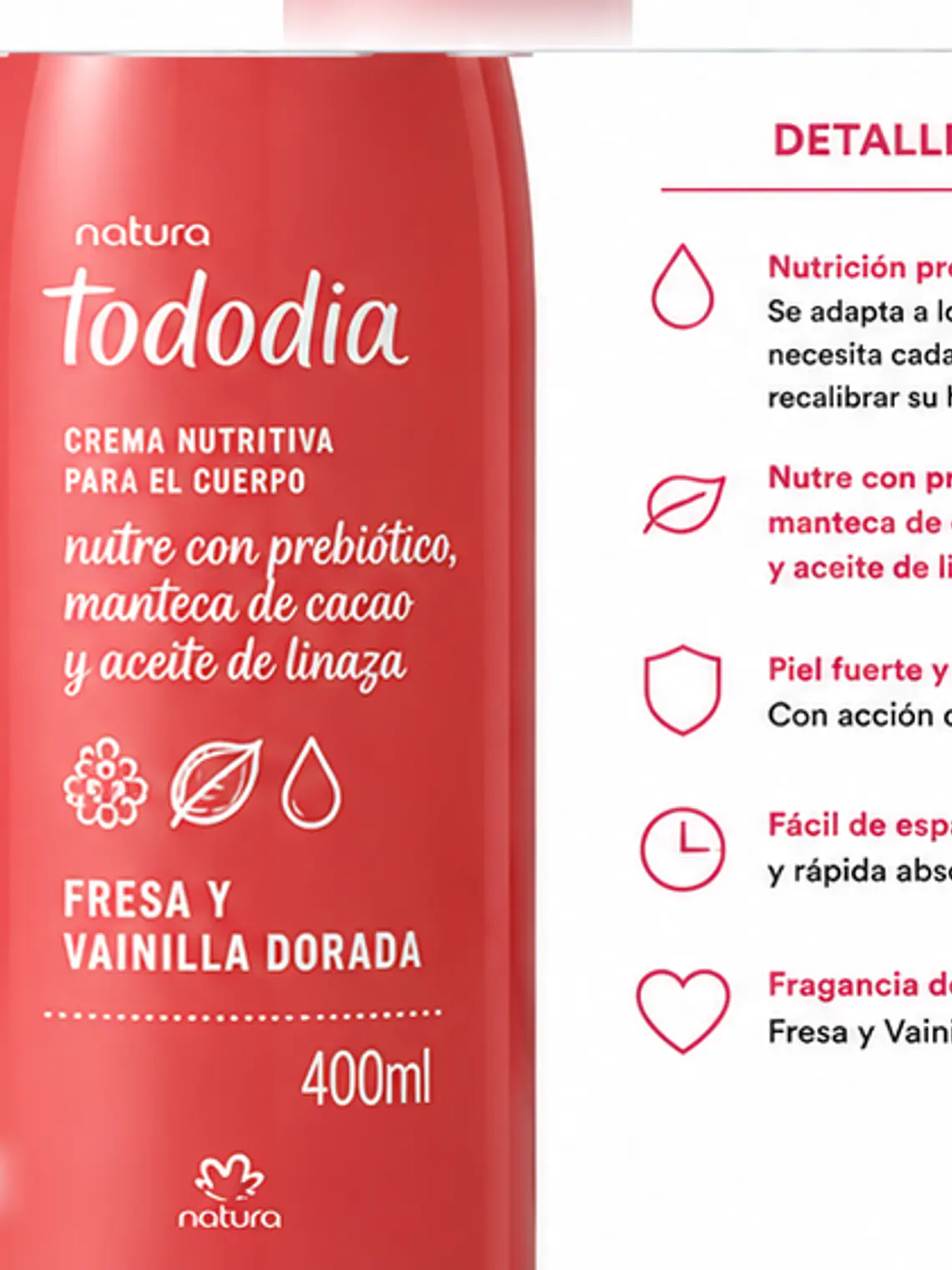 Tododia Crema Corporal Fresa y Vainilla Dorada 400 ml 2