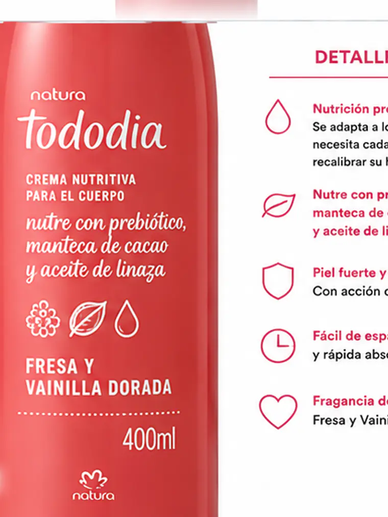 Tododia Crema Corporal Fresa y Vainilla Dorada 400 ml 2