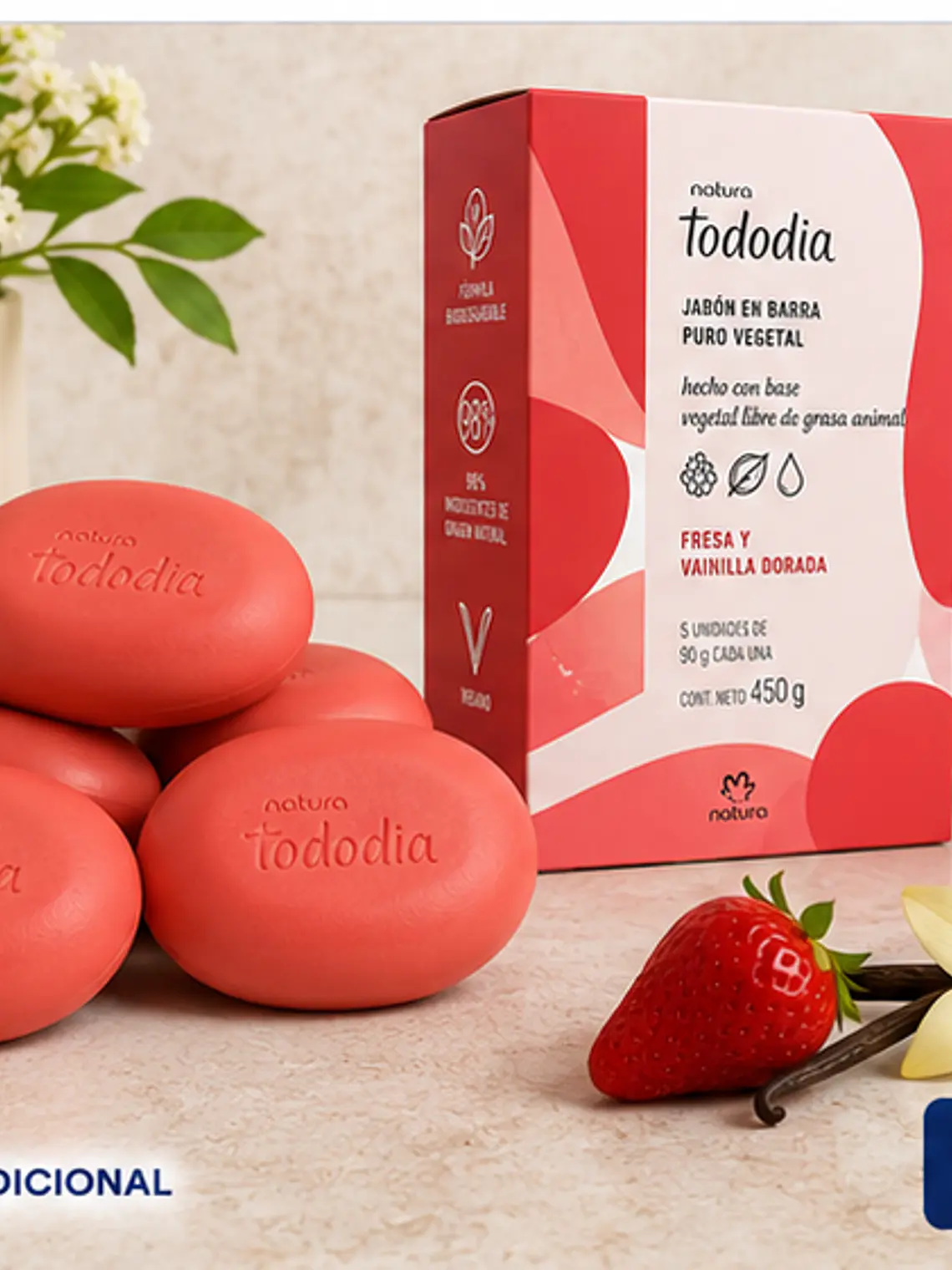 Tododia Jabones Fresa y Vainilla Dorada 5 x 90 g 1