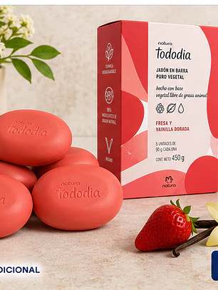 Tododia Jabones Fresa y Vainilla Dorada 5 x 90 g