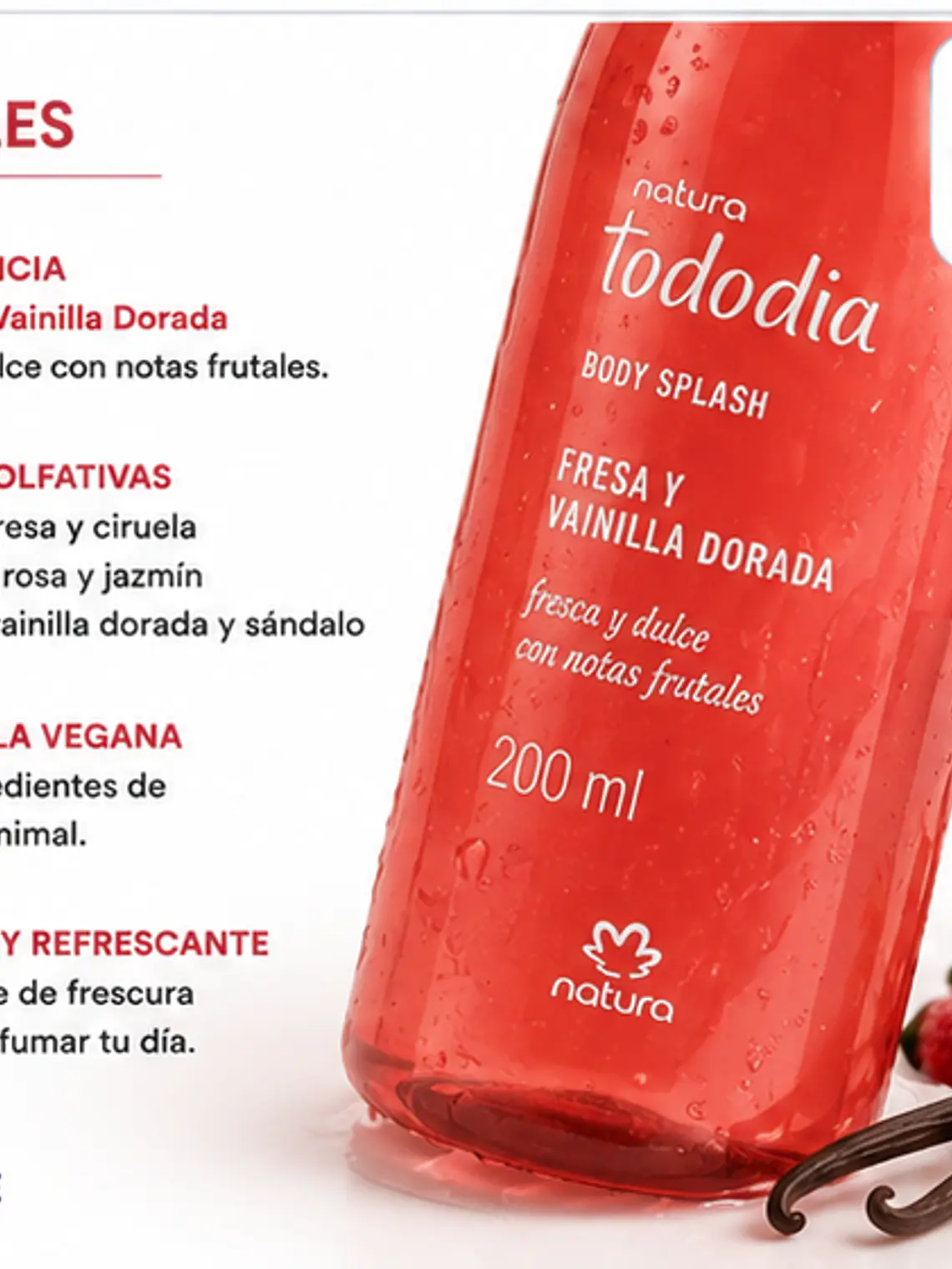Tododia Body Splash Fresa y Vainilla Dorada 200 ml 2