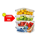 Taper Tupper Hermético Vidrio Comida 1.500ml 1