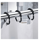 Set Kit Ganchos Argolla Cortina Baño Ducha 12und Pvc Negro 3