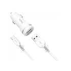 Cargador Usb 2 Puerto Para Auto + Cable Tipo C- Blanco 2