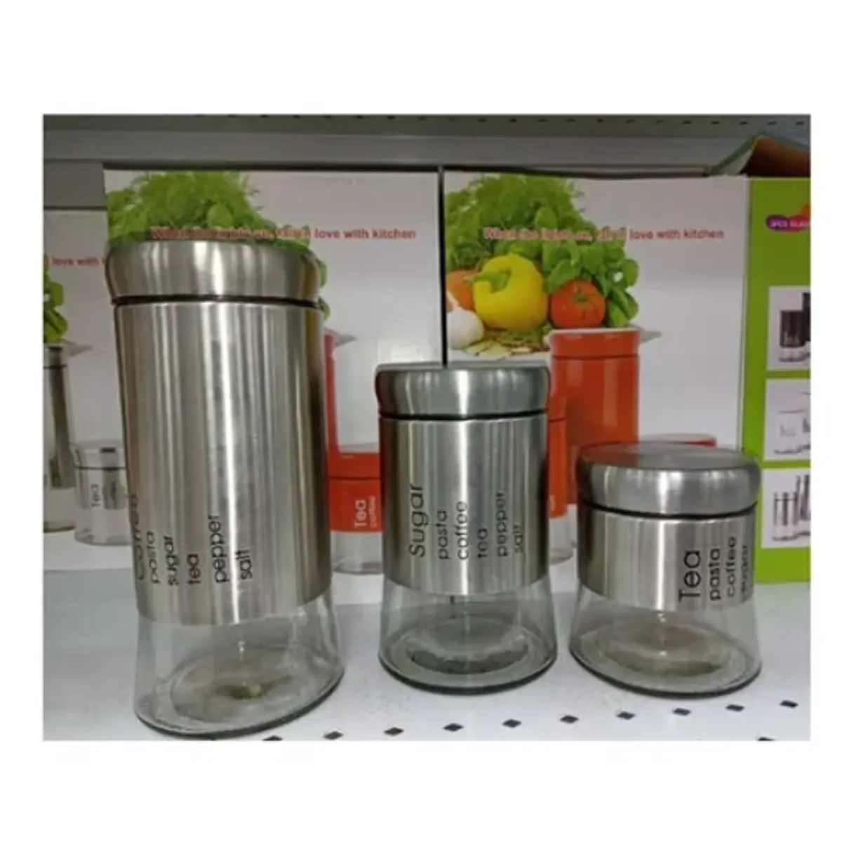 Set 3 Tapper Contenedores Alimento Hermeticos Vidrio