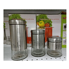 Set 3 Tapper Contenedores Alimento Hermeticos Vidrio 7