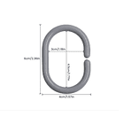 Set Kit Ganchos Argolla Cortina Baño Ducha 12und Pvc Gris 2