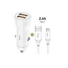 Cargador De Auto Carga Rápida Usb Tipo C Y Cable 1