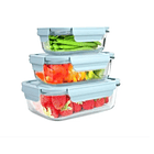 Set 3 Taper Fuente Vidrio Hermética Horno Refri Micro AZUL 4